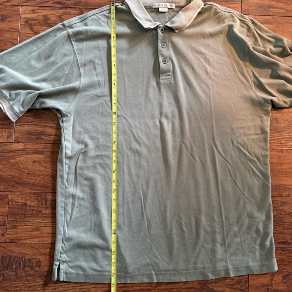 Geoffrey Beene Green Short Sleeve Pullover 3 Button Polo 100% Cotton Men’s L - Picture 9 of 9